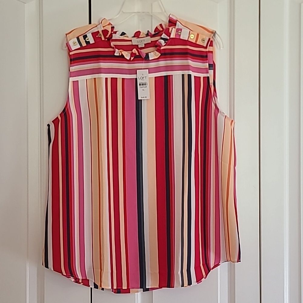 LOFT Multicolor Vertical Stripe Sleeveless Tank